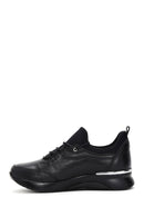 Women's Black Thick Sole Leather Casual Sneaker | Derimod