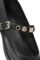 Women's Black Buckle Leather Ballerinas | Derimod