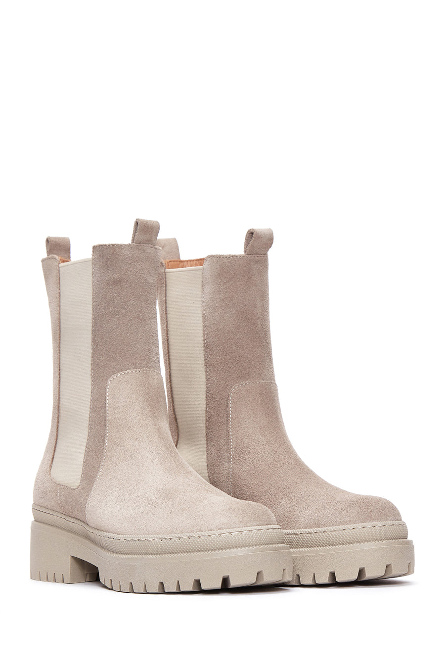 Women's Gray Suede Leather Chelsea Boots