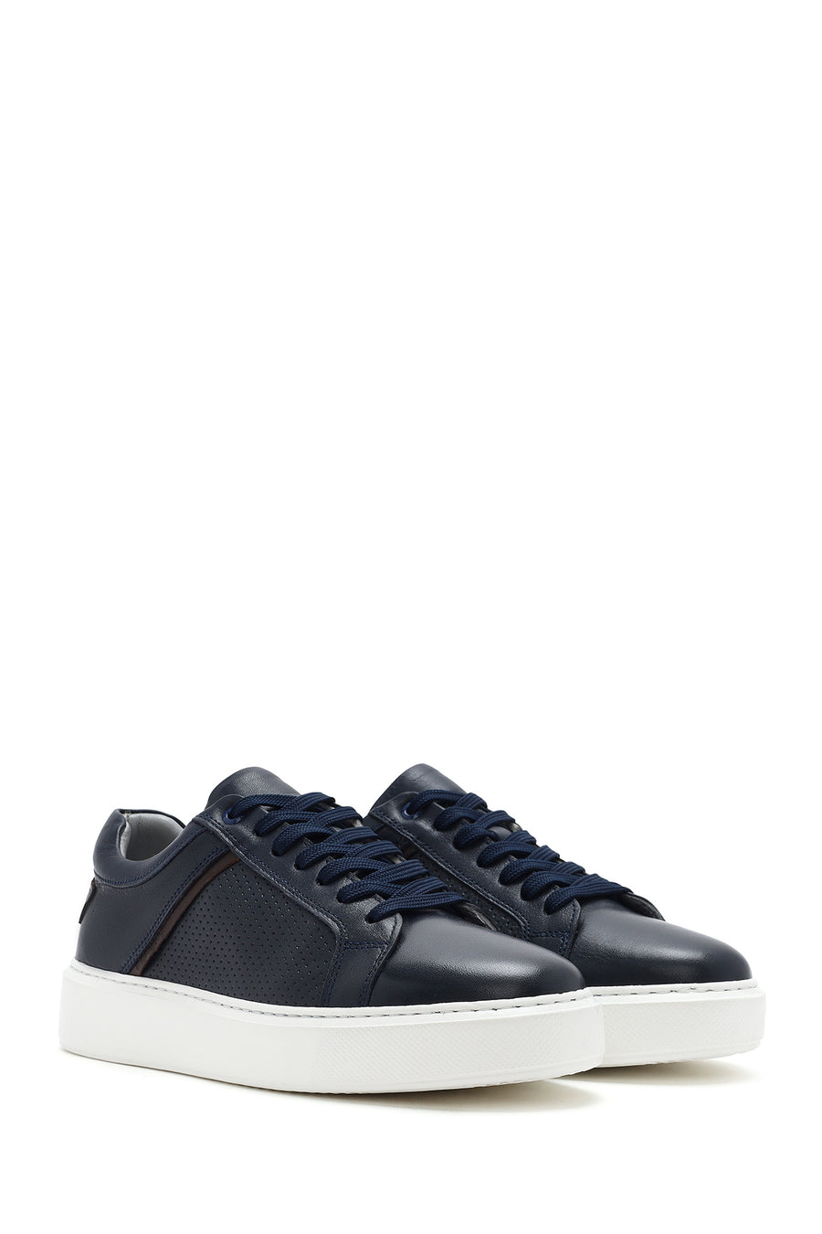 Male Navy Lace-up Leather Sneaker