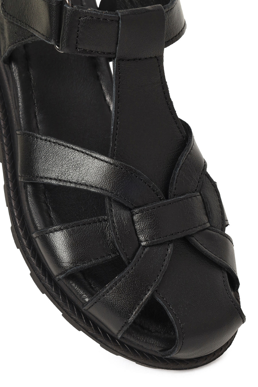 Women's Black Strappy Leather Sandals