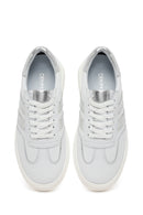 Woman White Lace-Up Leather Sneaker | Derimod