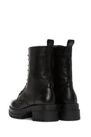 Women's Black Leather Thick Soled Boots | Derimod