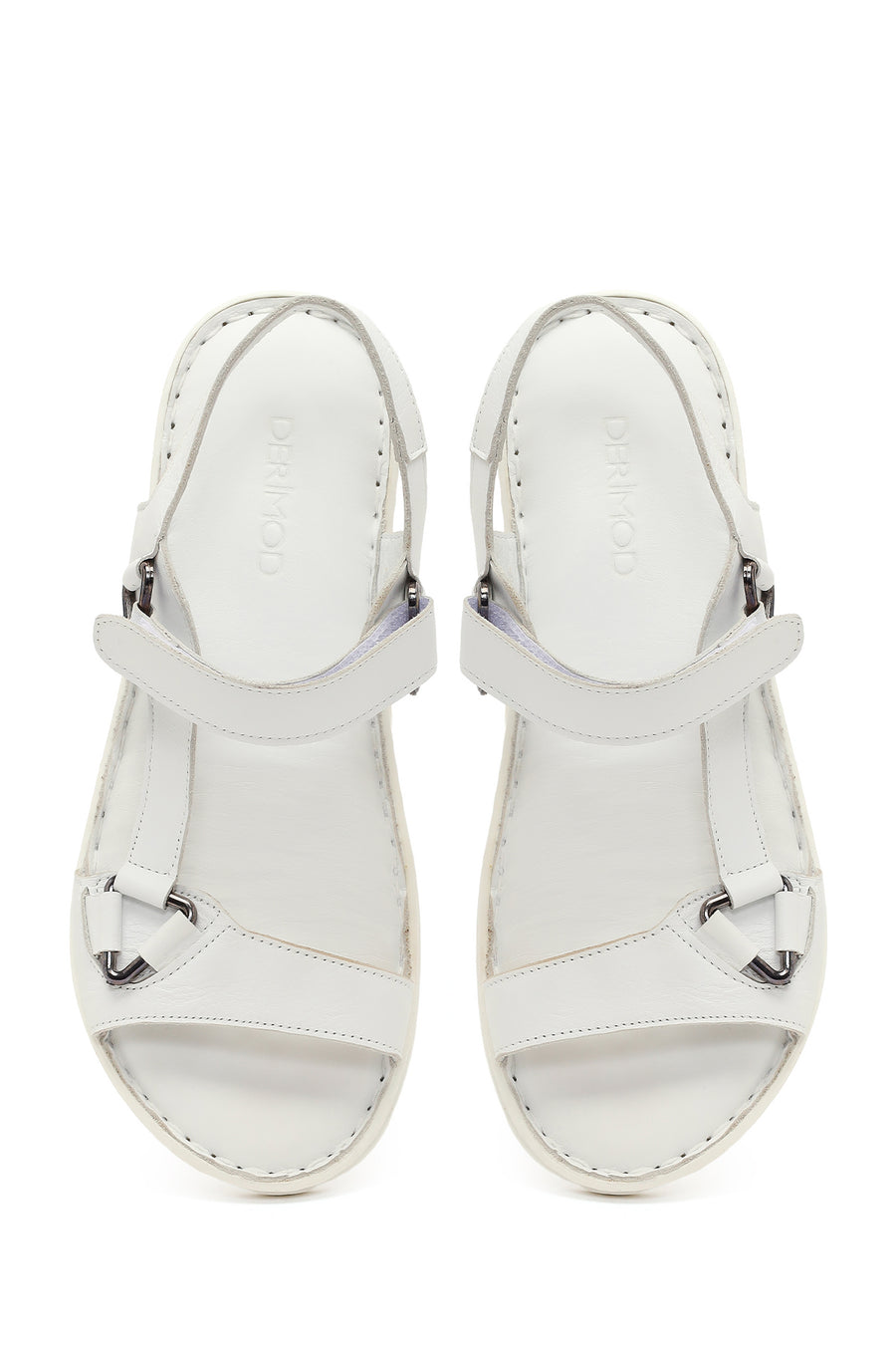 Women's White Leather Comfort Sandals