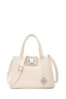 Women's Cream Long Strap Fabric Handbag | Derimod