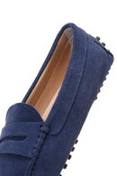 Women's Navy Blue Suede Leather Loafer | Derimod