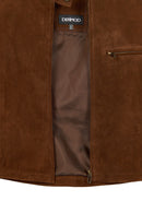 Dora Woman Brown Suede Leather Jacket | Derimod