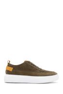 Men's Khaki Suede Leather Thick Soled Sneaker | Derimod