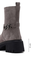 Women's Mink Thick Soled Zippered Suede Leather Boots | Derimod