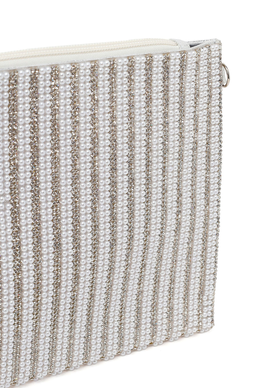 Woman Silver Chain-Strap Stone-Embellished Evening Bag