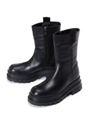 Women's Black Thick Soled Leather Boots | Derimod