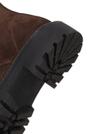 Male Brown Zip Closure Thick-Soled Suede Combat Boots | Derimod
