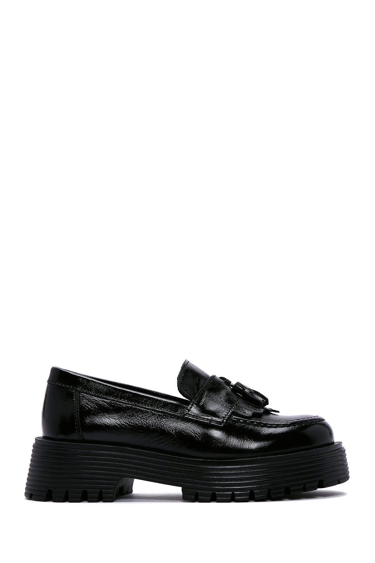 Women's Black Patent Leather Masculine Loafer 23WFD511216 | Derimod