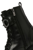 Women's Black Accessory Detailed Zippered Leather Boots | Derimod