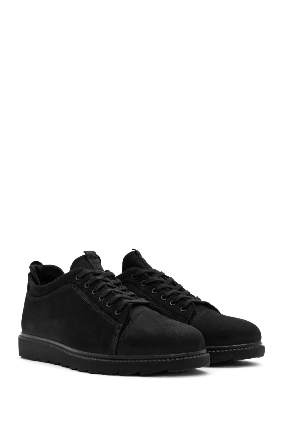 Men's Black Lace-up Leather Sneaker