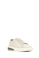 Men's White Lace-Up Thick-Soled Leather Sneaker | Derimod