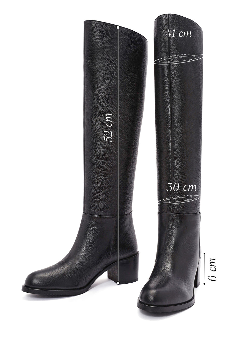Women's Black Thick Heel Leather Boots
