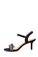 Women's Black Stone Heeled Sandals | Derimod