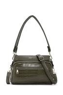 Women's Khaki Long Strap Crocodile Crossbody Bag | Derimod