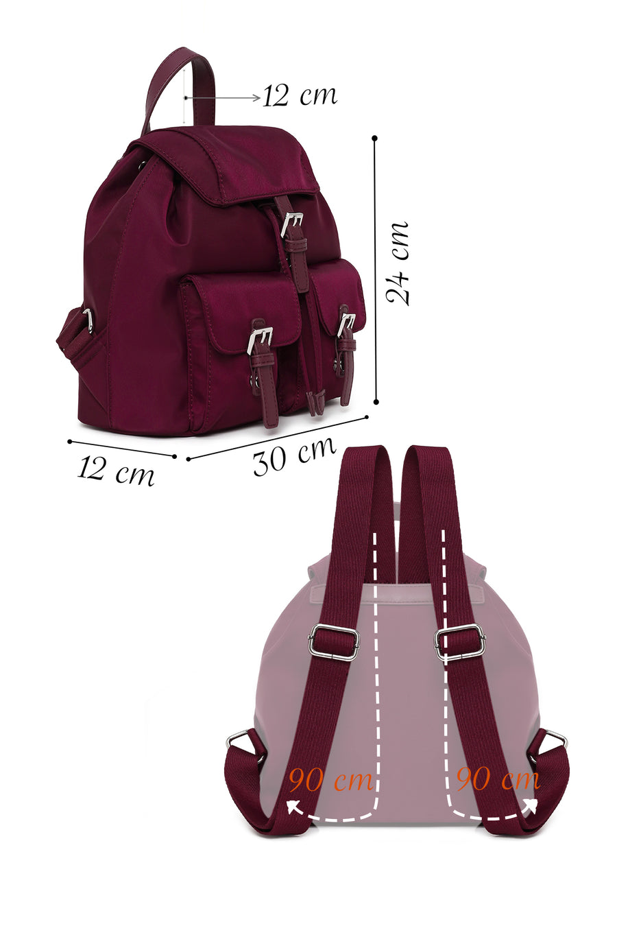 Kadın Bordo Kumaş Sırt Çantası