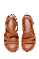 Women's Tan Leather Comfort Sandals | Derimod