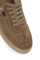 Kadın Bej Bağcıklı Kalın Tabanlı Süet Deri Sneaker | Derimod