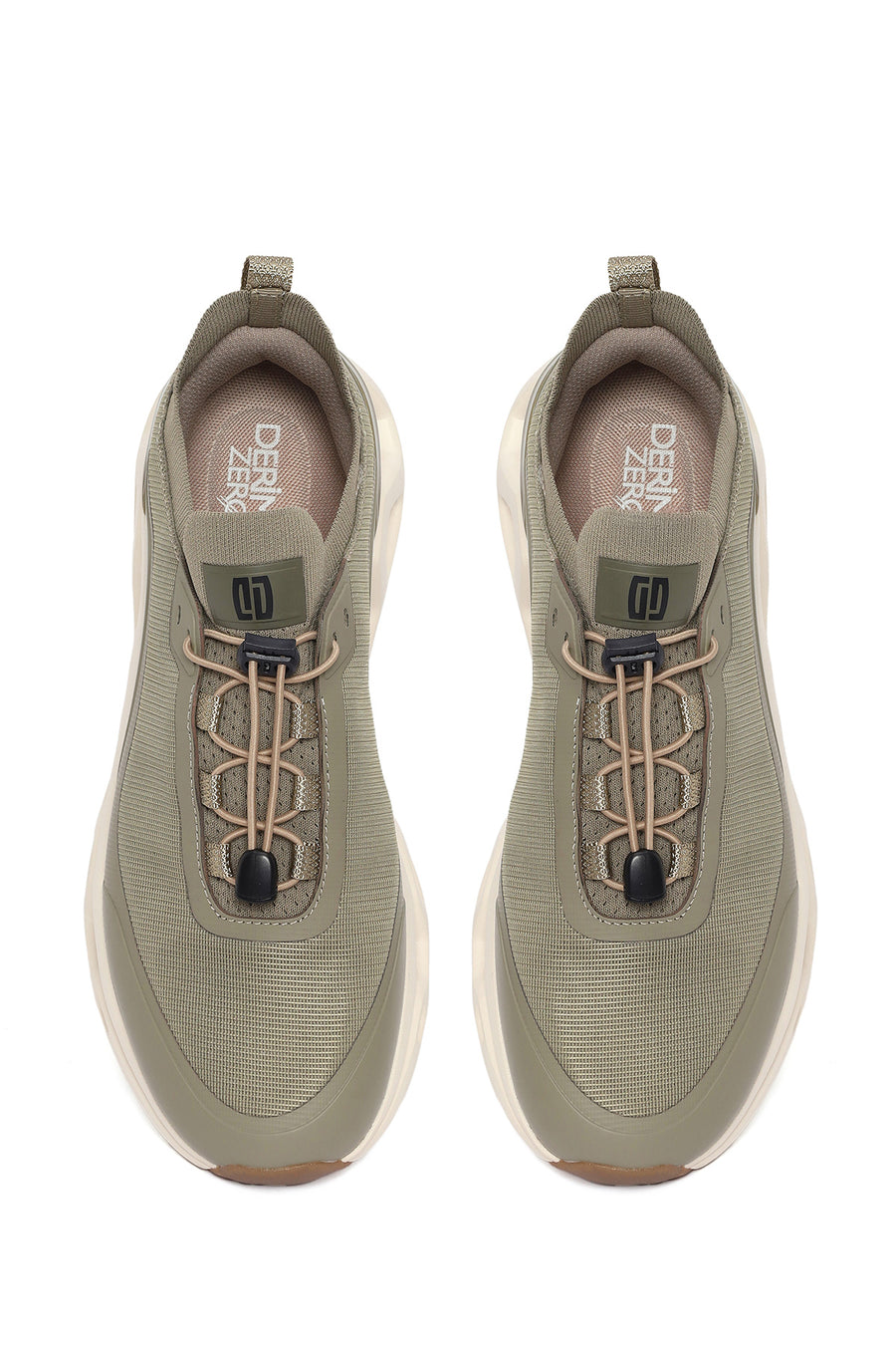 Derimod Zero Male Khaki Thick-Soled Lace-Up Fabric Sneakers