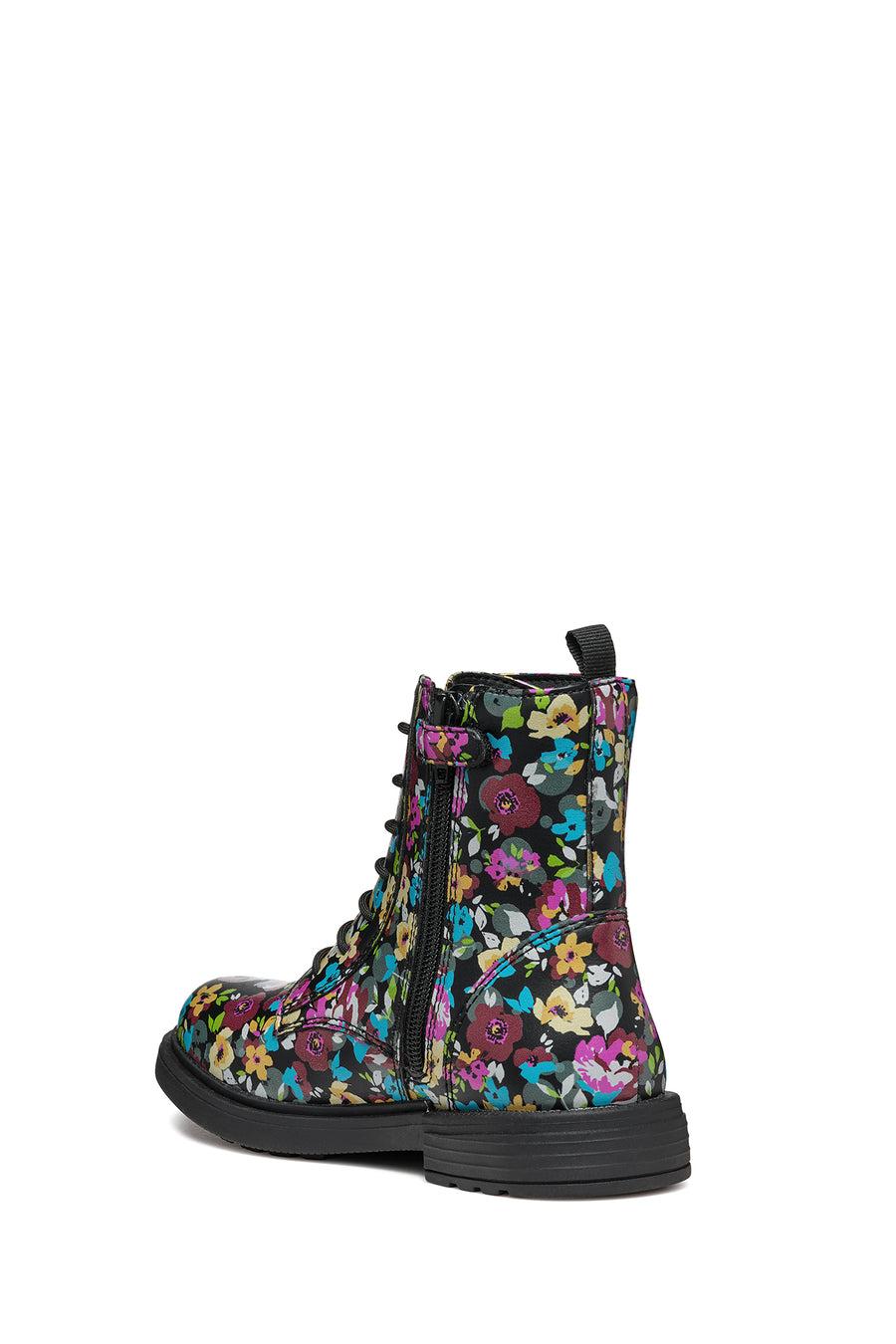 Geox Girls Black Eclair Laced Patterned Combat Boots
