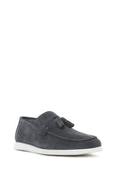 Erkek Gri Püsküllü Süet Deri Casual Loafer | Derimod