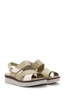 Women's Green Ankle Strap Leather Comfort Sandals | Derimod