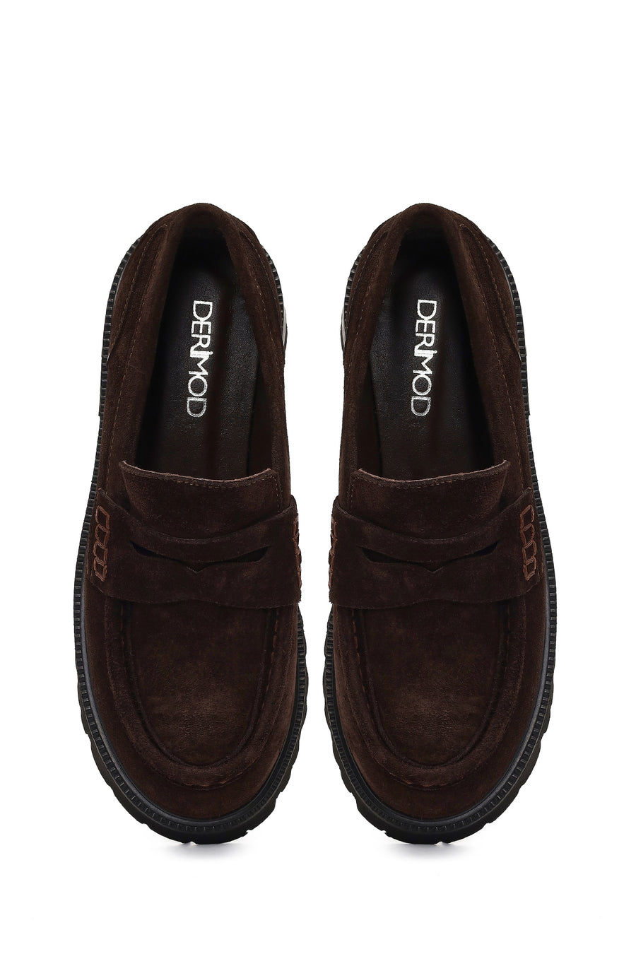 Woman Brown Thick-Soled Suede Loafer