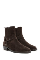 Women's Brown Suede Leather Cowboy Boots | Derimod