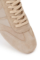Kadın Bej Bağcıklı Süet Deri Sneaker | Derimod