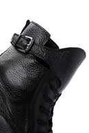 Women's Black Zippered Buckle Detailed Leather Casual Boots | Derimod