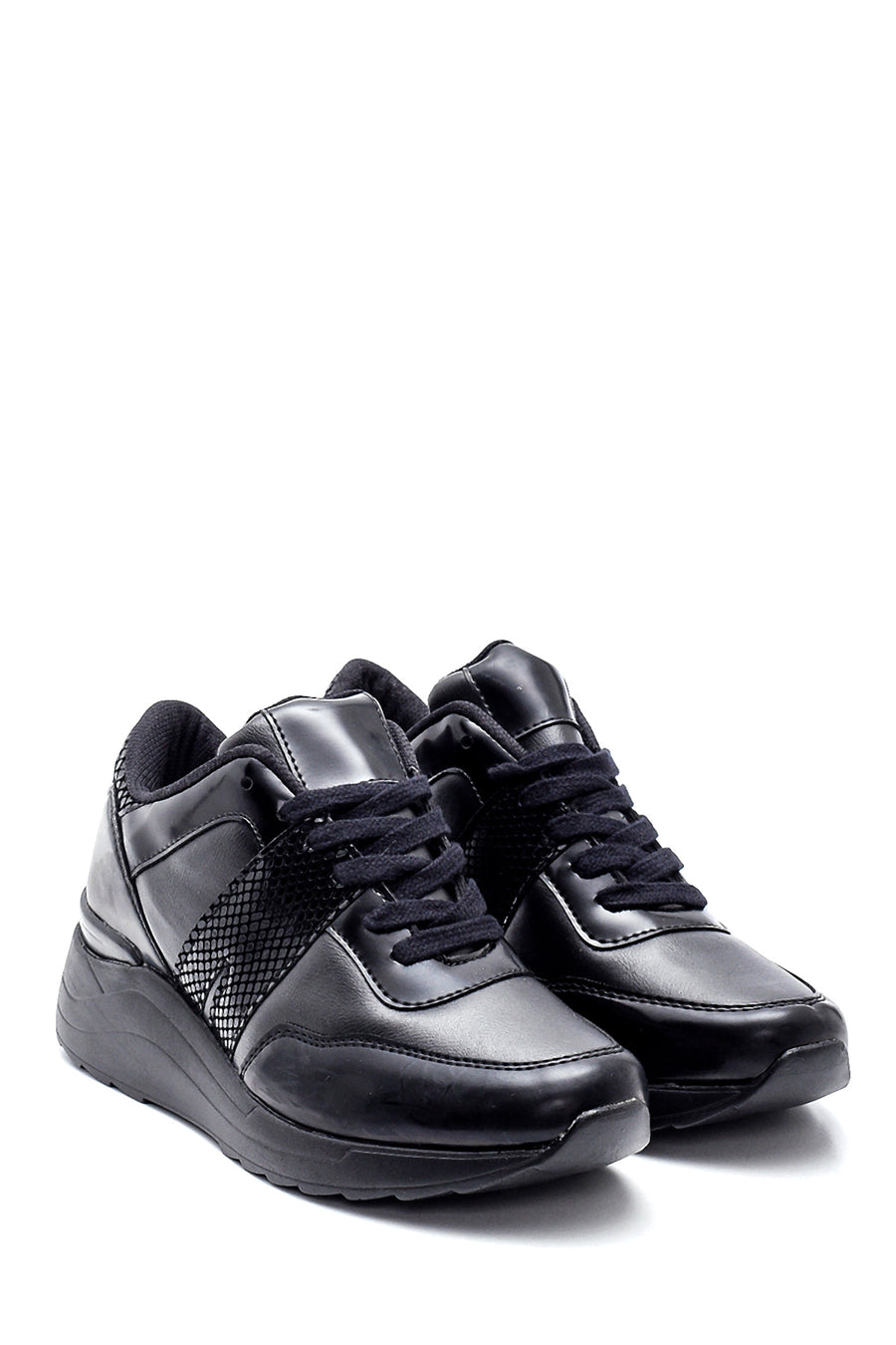Women's Leather Crocodile Detailed Sneaker