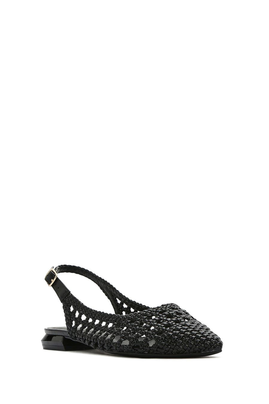 Women's Black Braided Open Back Ballerinas
