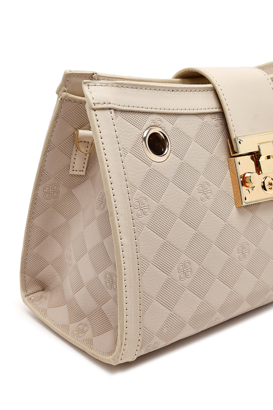 Women's Cream Long Strap Printed Shoulder Bag
