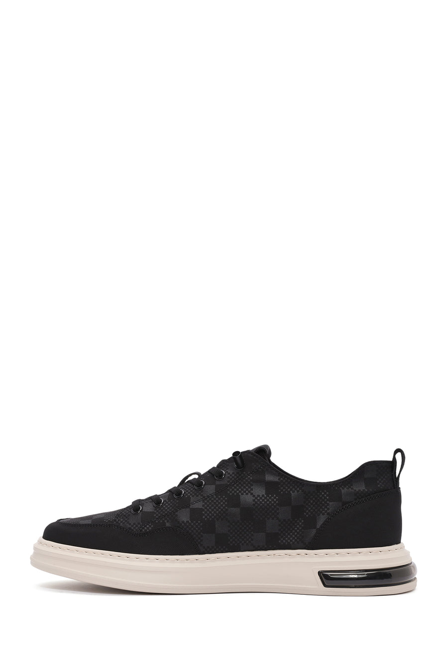 Male Black Lace-Up Patterned Fabric Sneaker