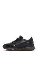 Men's Black Thick Sole Lace Up Leather Sneaker | Derimod