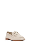 Women's Beige Leather Casual Loafer | Derimod