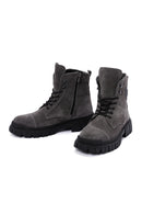 Men's Anthracite Zippered Suede Leather Casual Boots | Derimod