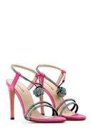 Women's Pink Stone Thin Heel Sandals | Derimod