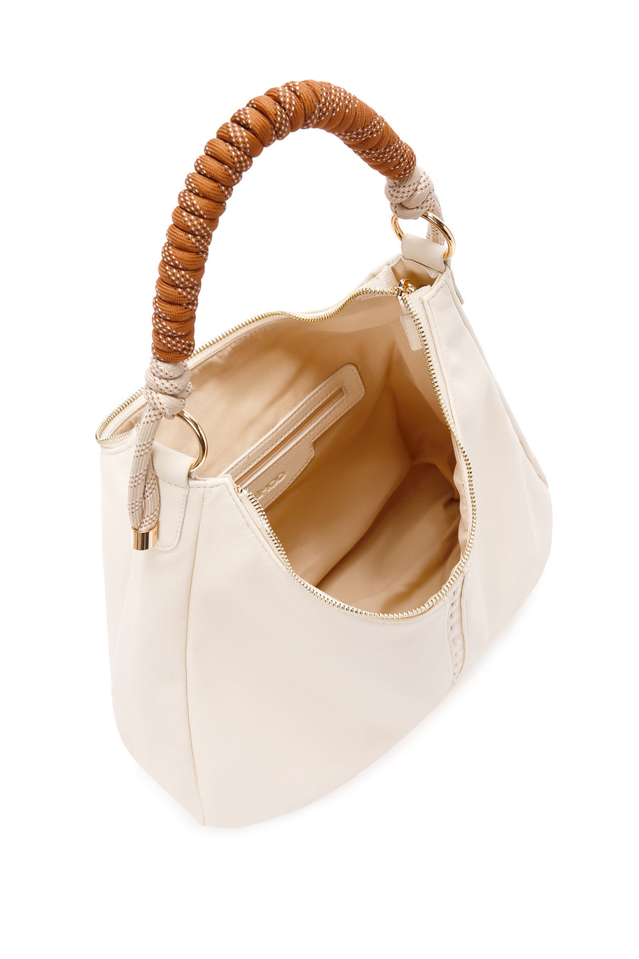 Woman Cream Long Strap Shoulder Bag