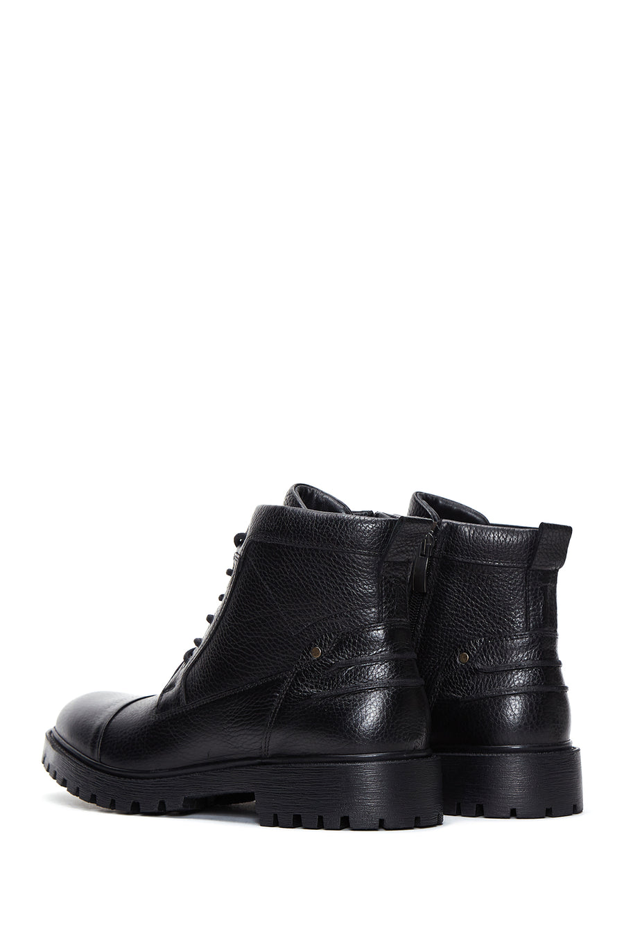 Men's Black Leather Boots Flat Boots