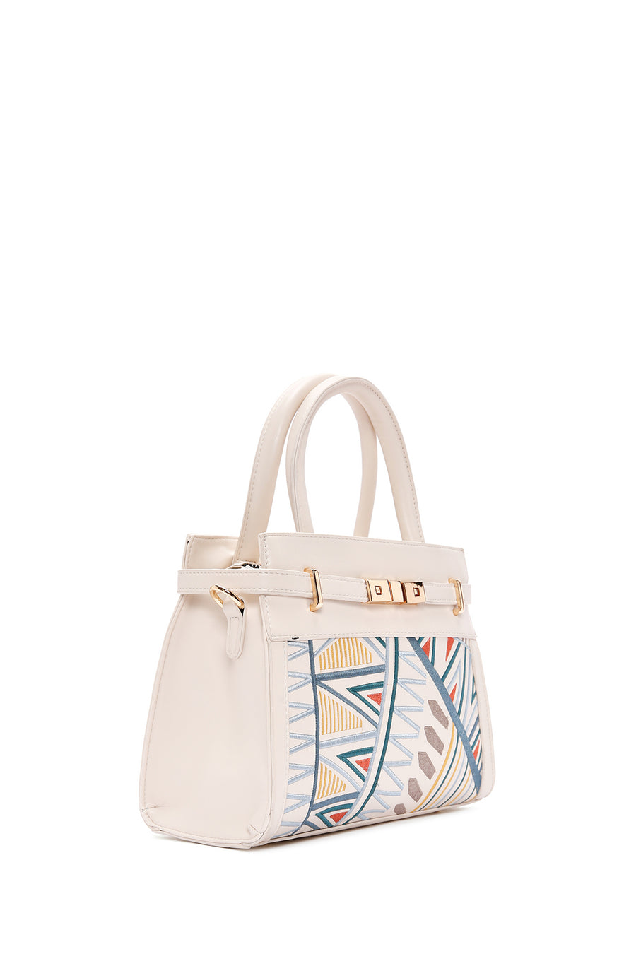 Women's Cream Printed Long Shoulder Bag