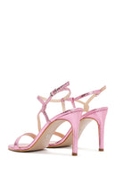 Women's Pink Ankle Strap Thin Heel Sandals | Derimod