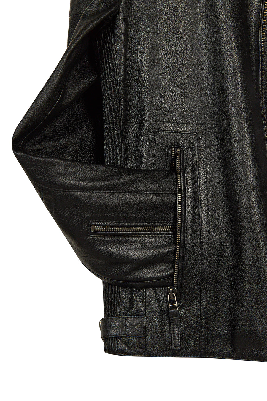 Lavine Male Black Slim-Fit Leather Jacket
