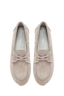 Women's Beige Lace-up Suede Leather Shoes | Derimod