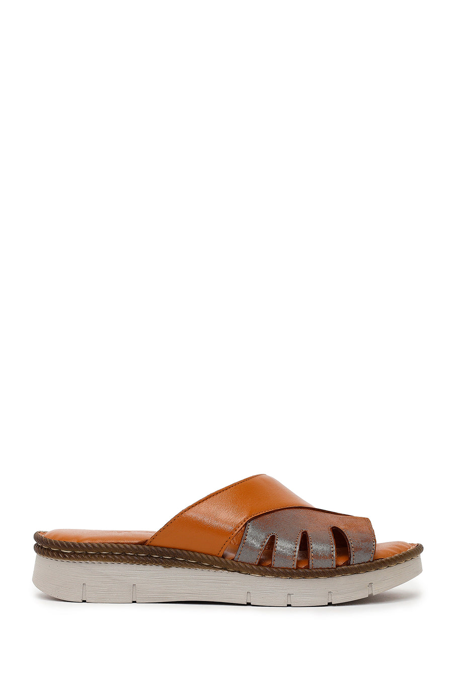 Woman Tan Leather Comfort Slipper 26SFD321214 | Derimod