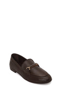 Kadın Kahverengi Toka Detaylı Deri Maskülen Loafer | Derimod